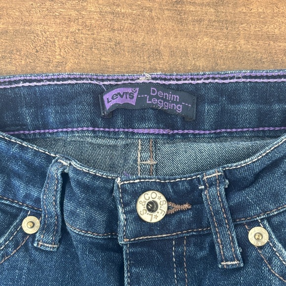 Levi's Girls Dark Blue Distressed Denim Legging Skinny Jeans (8 regular) - Picture 2 of 6